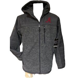 NEW Alabama Crimson Tide Colosseum Gray Full Zip Hooded Puffer Jacket Men's L